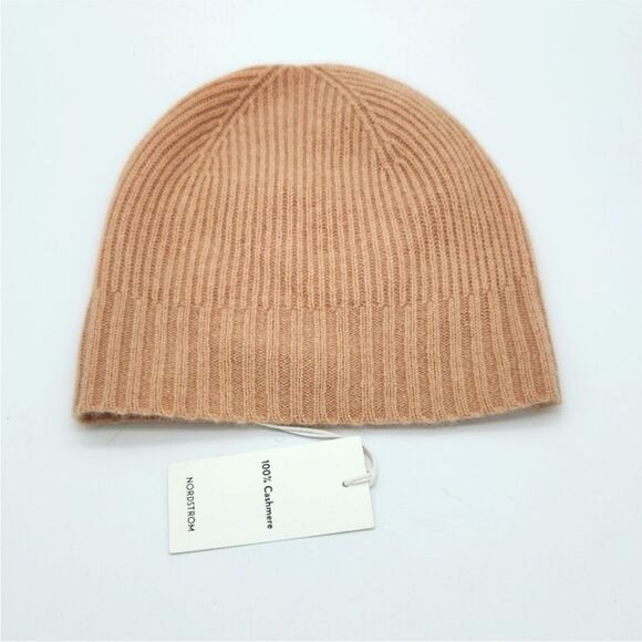 Nordstrom Cashmere knit Beanie in Beige NWT - Picture 1 of 11